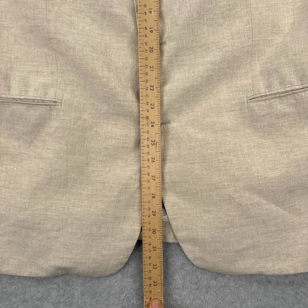 VTG Hugo Boss Blazer 42R Beige Cream Pure Linen Shoulder Pads Made in USA - Picture 6 of 15